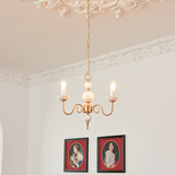 Lysekrone i cremefarvet glas Amerikansk retro metal lysekrone lampe soveværelse