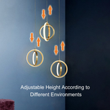 Guld geometrisk pendel 2-rings LED-hængelampe i messing