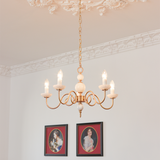 Lysekrone i cremefarvet glas Amerikansk retro metal lysekrone lampe soveværelse