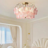 Vintage blomsterformet lysekrone i farvet glas til stuen