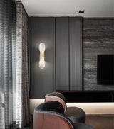 Melange aflang væglampe i alabast