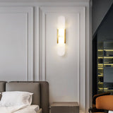 Melange aflang væglampe i alabast