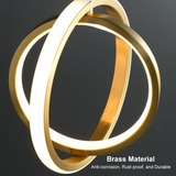 Guld geometrisk pendel 2-rings LED-hængelampe i messing