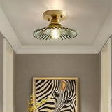 Vintage loftslampe i klart glas med rillede kronblade