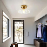 Vintage loftslampe i klart glas med rillede kronblade