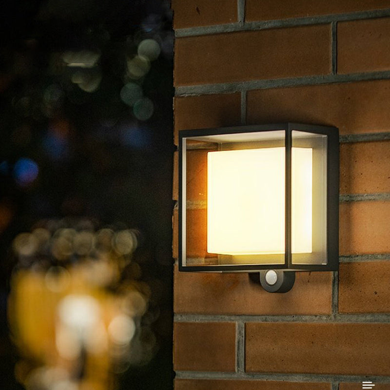 Moderne rektangulær akrylsensor solcelledrevet IP65 vandtæt udendørs væglampe