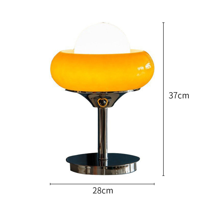 Vintage Bauahus bordlampe i gult glas